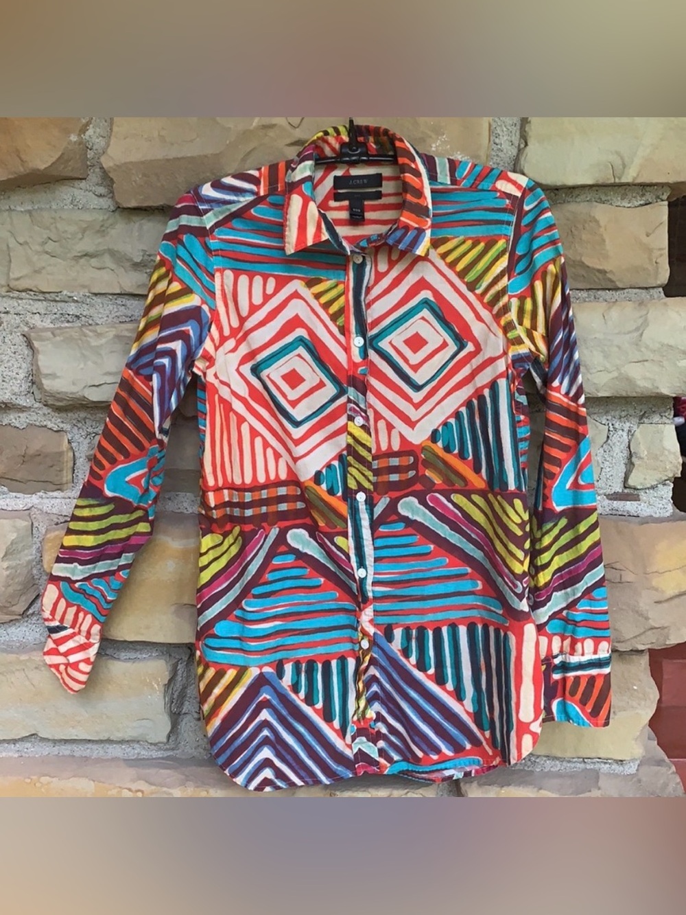J.Crew Colorful Geometric Button-Up Shirt
